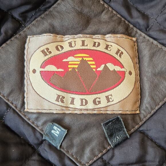Boulder Ridge Vintage Men's Leather Bomber Moto Coat Jacket Brown Size Medium - Picture 7 of 10